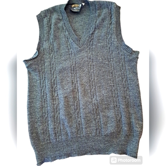 Maban Scotland made in Britain wool grannycore dark gray vest - Picture 1 of 2
